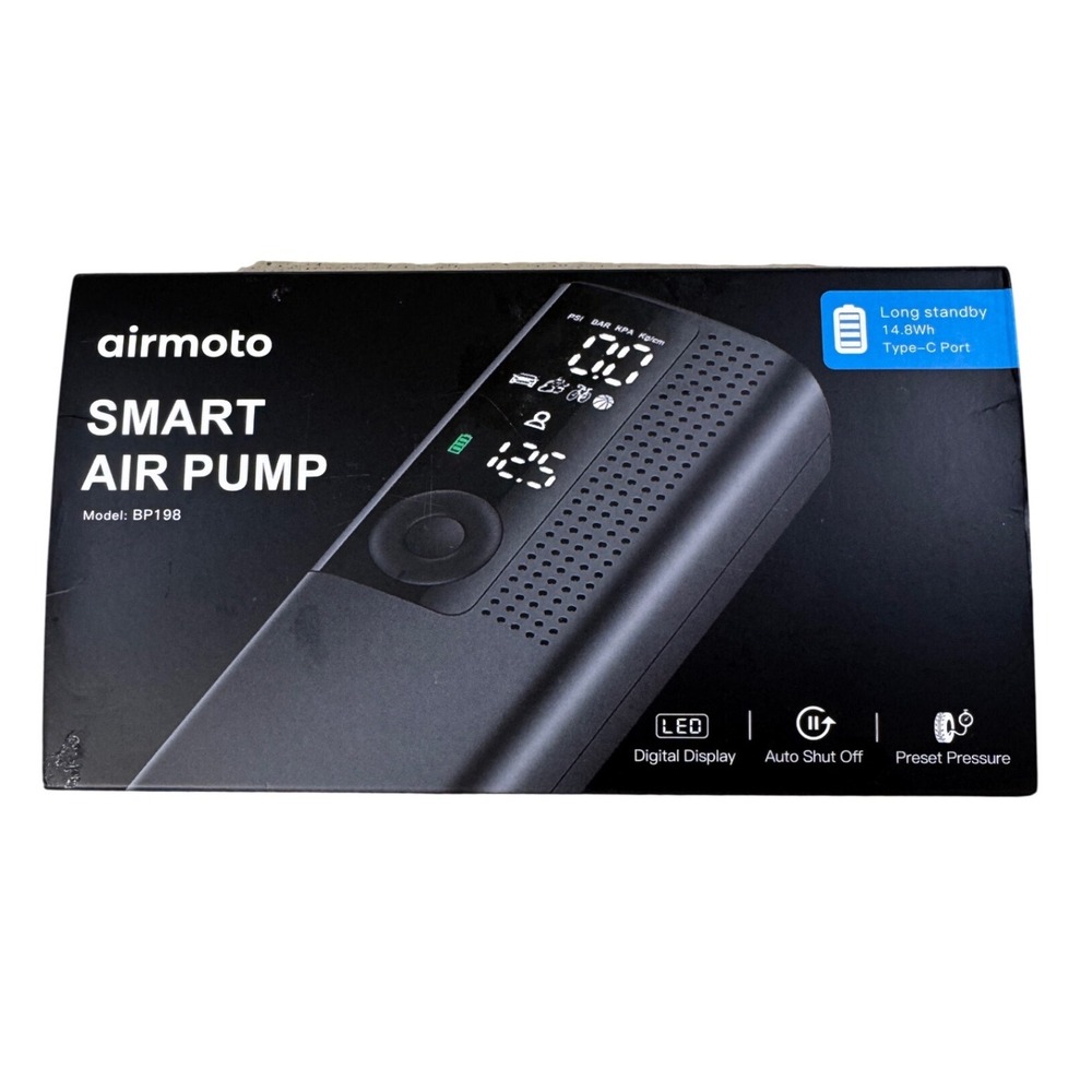 Airmoto BP198B Smart Air Pump Portable Tire Inflator‎ w/ Accessories